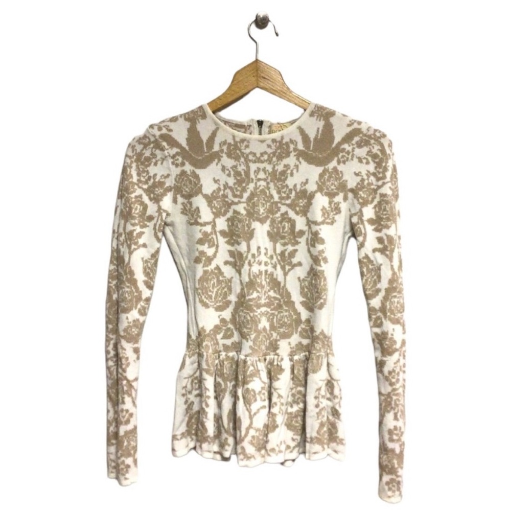 Torn by Ronny Kobo Cream and Tan Sweater